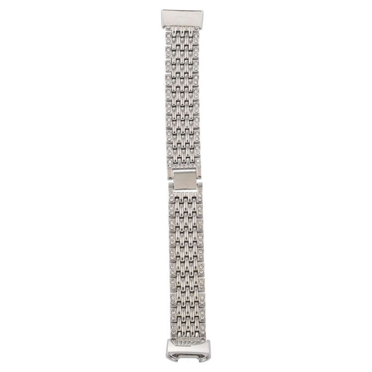 For Fitbit Charge 3 Diamond-studded Stainless Steel  Watch Band(Silver)