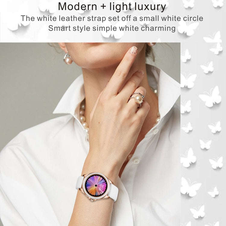 M6009 Glitter Leather Strap Fashion Smart Watch for Women, Support Heart Rate Monitoring & Pedome...