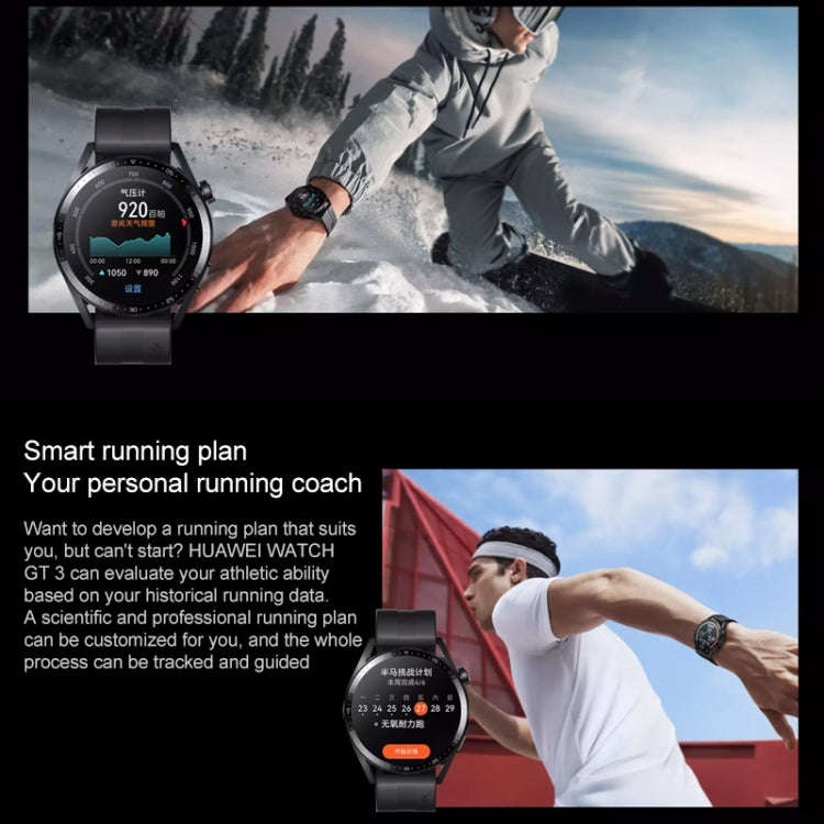 HUAWEI WATCH GT 3 Smart Watch 46mm Rubber Wristband, 1.43 inch AMOLED Screen, Support Heart Rate ...