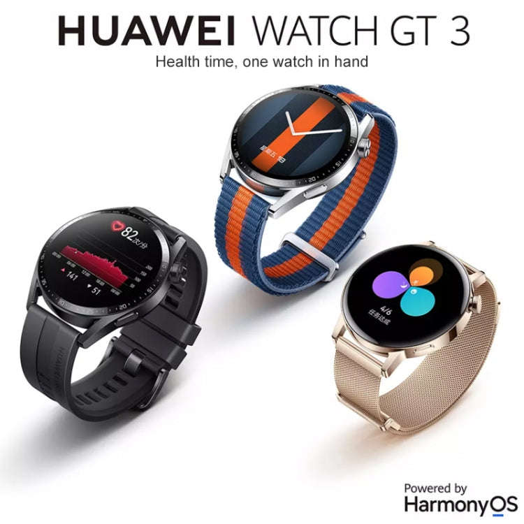 HUAWEI WATCH GT 3 Smart Watch 46mm Rubber Wristband, 1.43 inch AMOLED Screen, Support Heart Rate ...