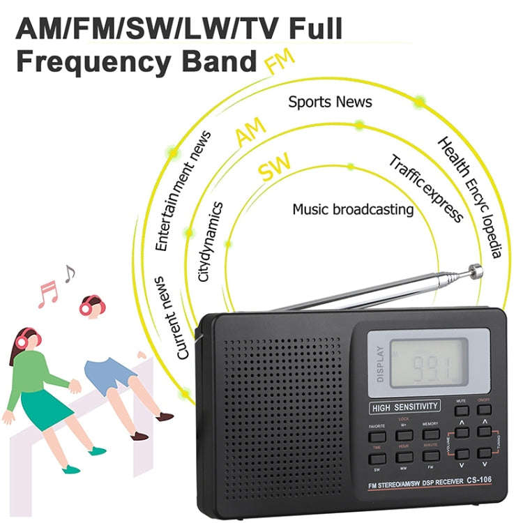 CS-106 9KHZ Multifunctional Full Band Digital Demodulation Stereo Radio Receiver