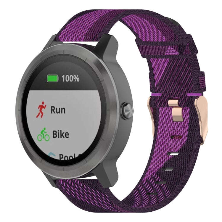 20mm Stripe Weave Nylon Wrist Strap Watch Band for Garmin Venu, Vivomove 3, Vivoactive 3, Forerun...