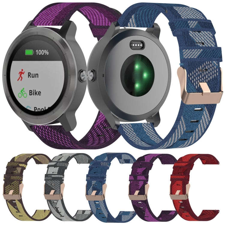 20mm Stripe Weave Nylon Wrist Strap Watch Band for Garmin Venu, Vivomove 3, Vivoactive 3, Forerun...
