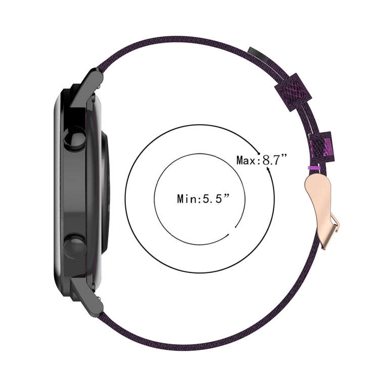 20mm Stripe Weave Nylon Wrist Strap Watch Band for Huawei GT 2 42mm / Honor Magic Watch 2 42mm(Blue)