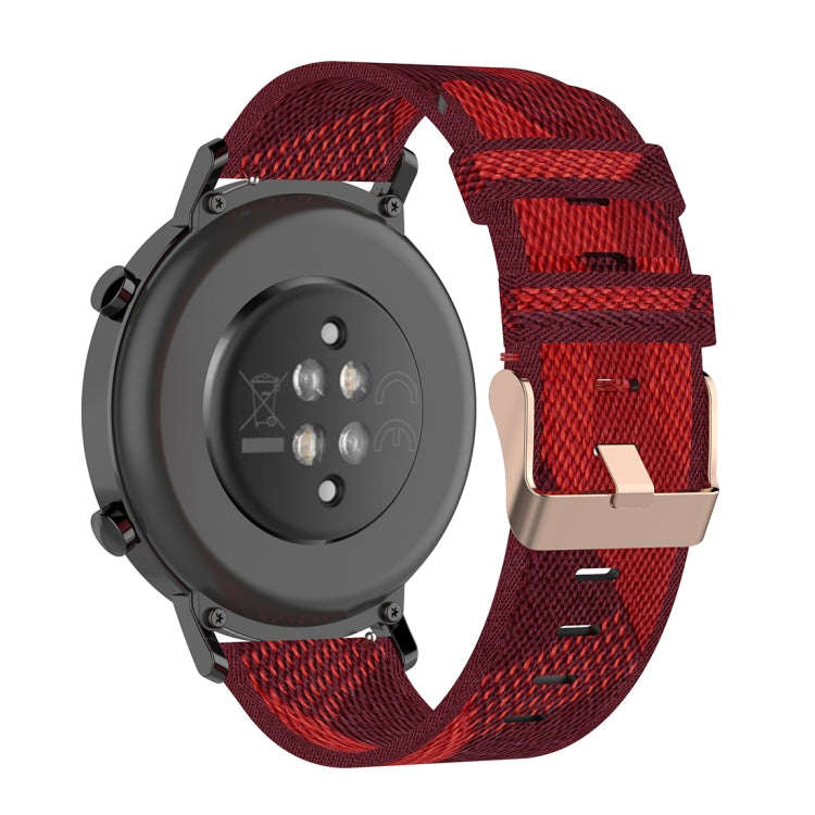 20mm Stripe Weave Nylon Wrist Strap Watch Band for Huawei GT 2 42mm / Honor Magic Watch 2 42mm(Red)