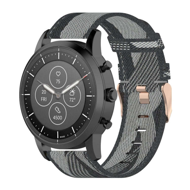 22mm Stripe Weave Nylon Wrist Strap Watch Band for Fossil Hybrid Smartwatch HR, Male Gen 4 Explor...