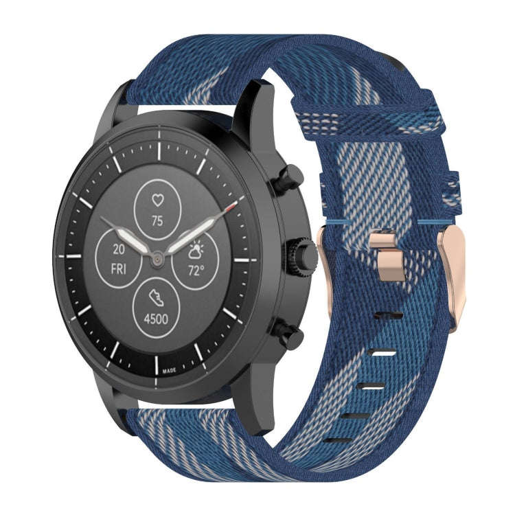 22mm Stripe Weave Nylon Wrist Strap Watch Band for Fossil Hybrid Smartwatch HR, Male Gen 4 Explor...