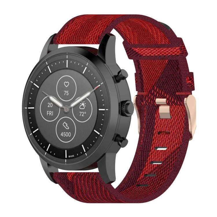 22mm Stripe Weave Nylon Wrist Strap Watch Band for Fossil Hybrid Smartwatch HR, Male Gen 4 Explor...