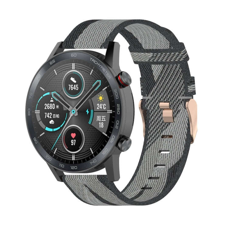 22mm Stripe Weave Nylon Wrist Strap Watch Band for Huawei GT / GT2 46mm, Honor Magic Watch 2 46mm...