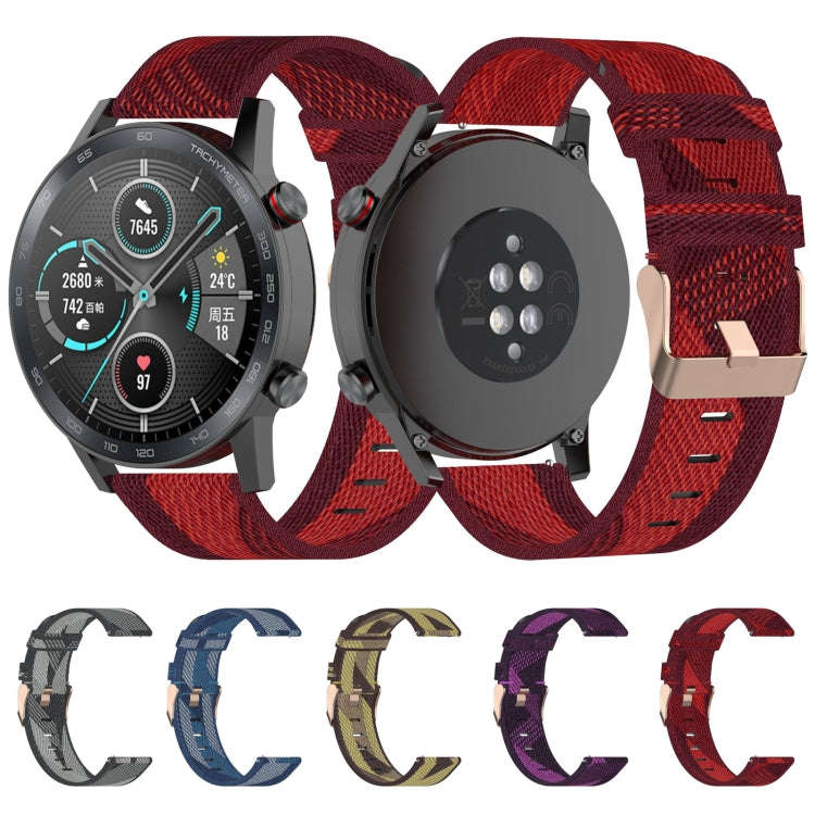 22mm Stripe Weave Nylon Wrist Strap Watch Band for Huawei GT / GT2 46mm, Honor Magic Watch 2 46mm...