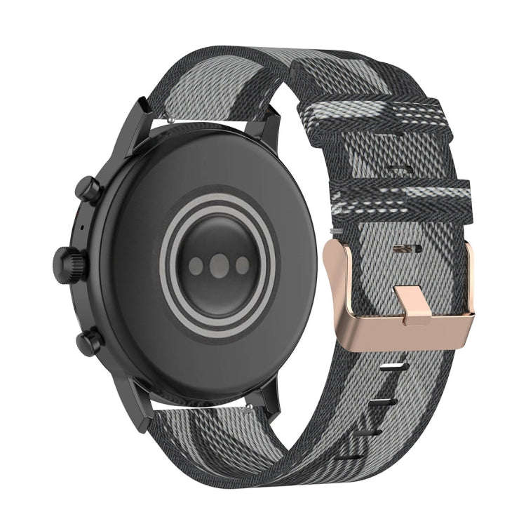 22mm Stripe Weave Nylon Wrist Strap Watch Band for Fossil Gen 5 Carlyle, Gen 5 Julianna, Gen 5 Ga...