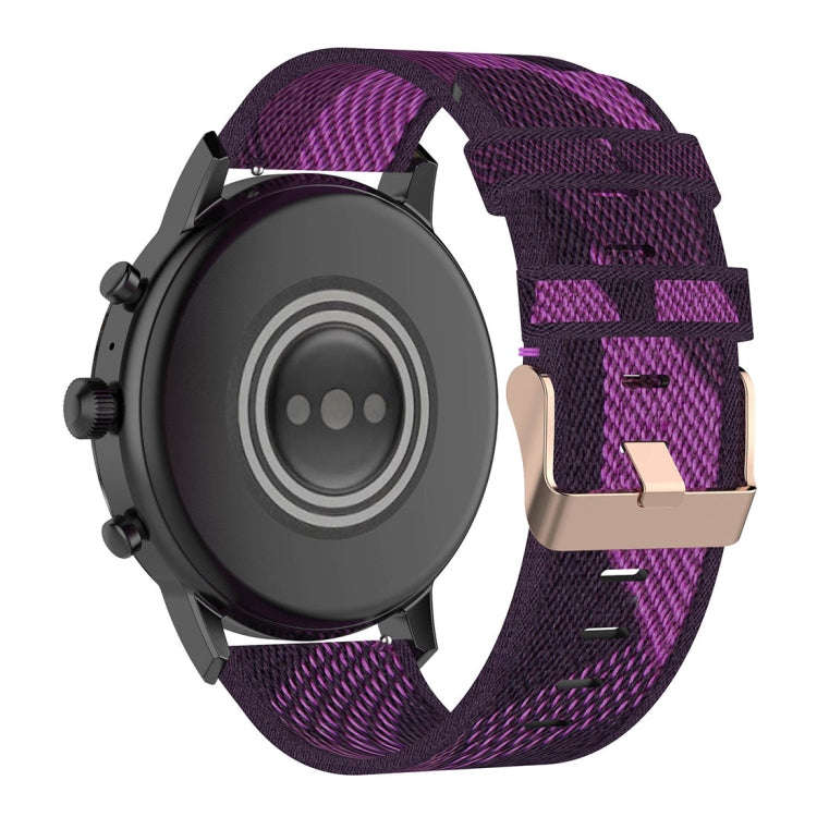 22mm Stripe Weave Nylon Wrist Strap Watch Band for Fossil Gen 5 Carlyle, Gen 5 Julianna, Gen 5 Ga...