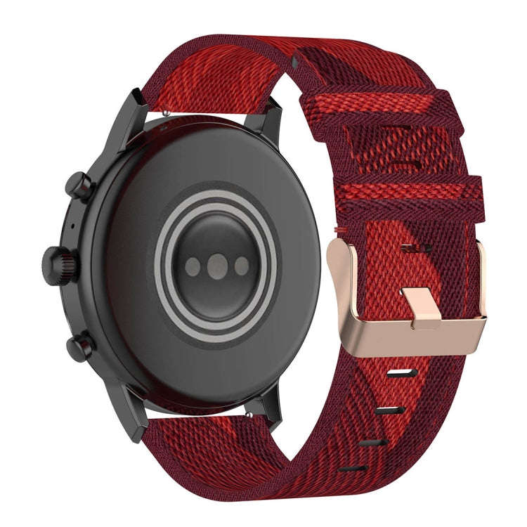 22mm Stripe Weave Nylon Wrist Strap Watch Band for Fossil Gen 5 Carlyle, Gen 5 Julianna, Gen 5 Ga...