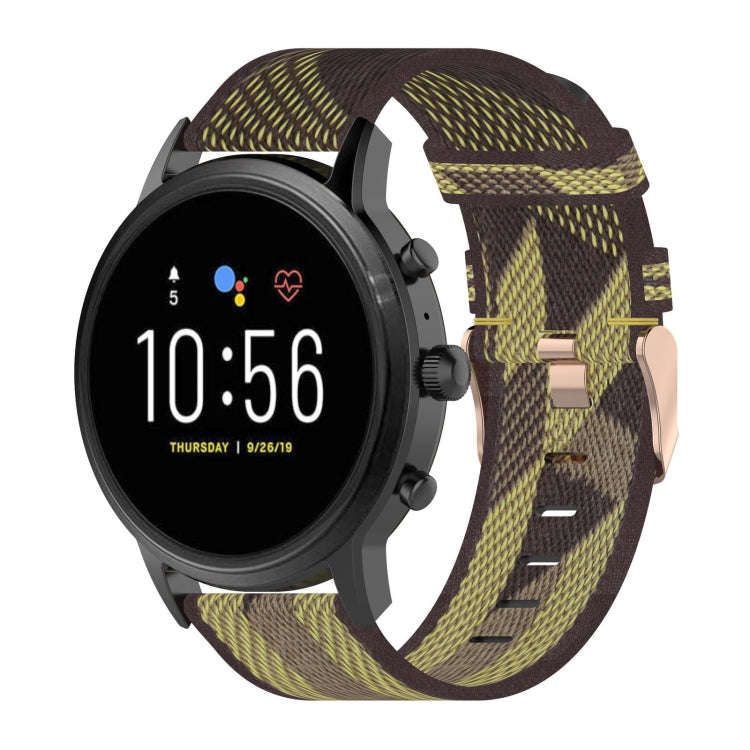 22mm Stripe Weave Nylon Wrist Strap Watch Band for Fossil Gen 5 Carlyle, Gen 5 Julianna, Gen 5 Ga...