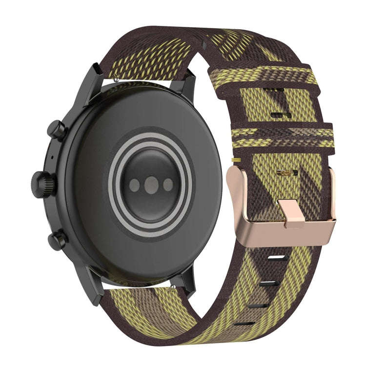 22mm Stripe Weave Nylon Wrist Strap Watch Band for Fossil Gen 5 Carlyle, Gen 5 Julianna, Gen 5 Ga...