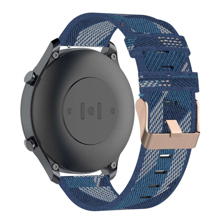 22mm Stripe Weave Nylon Wrist Strap Watch Band for Xiaomi Mi Watch Color, Garmin Vivoactive 4(Blue)