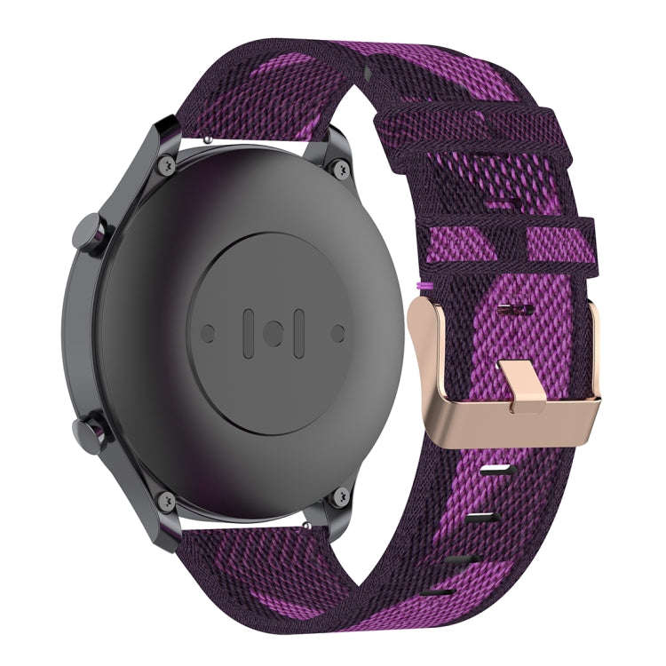 22mm Stripe Weave Nylon Wrist Strap Watch Band for Xiaomi Mi Watch Color, Garmin Vivoactive 4(Pur...