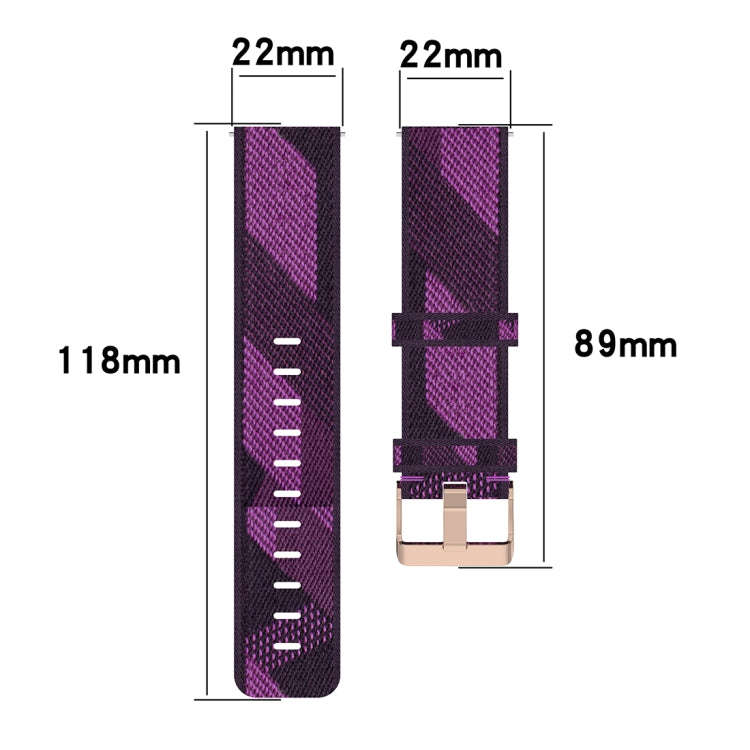 22mm Stripe Weave Nylon Wrist Strap Watch Band for Xiaomi Mi Watch Color, Garmin Vivoactive 4(Pur...