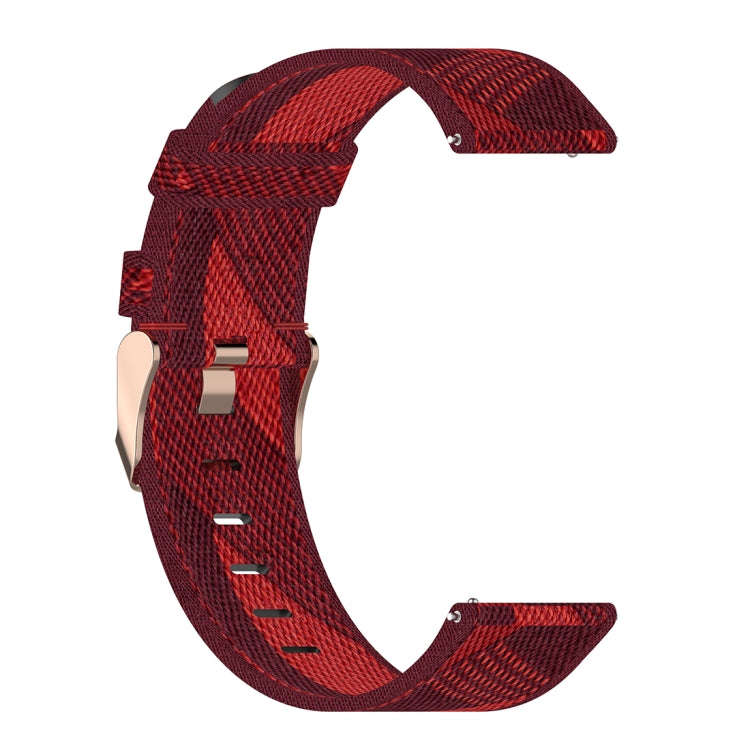 22mm Stripe Weave Nylon Wrist Strap Watch Band for Xiaomi Mi Watch Color, Garmin Vivoactive 4(Red)