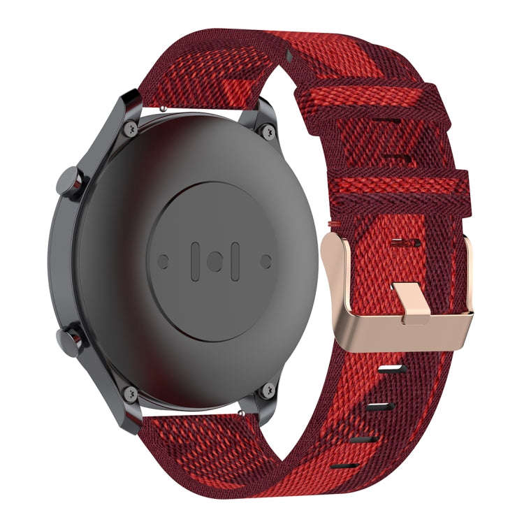 22mm Stripe Weave Nylon Wrist Strap Watch Band for Xiaomi Mi Watch Color, Garmin Vivoactive 4(Red)