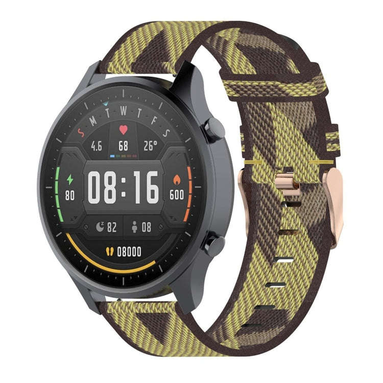 22mm Stripe Weave Nylon Wrist Strap Watch Band for Xiaomi Mi Watch Color, Garmin Vivoactive 4(Yel...
