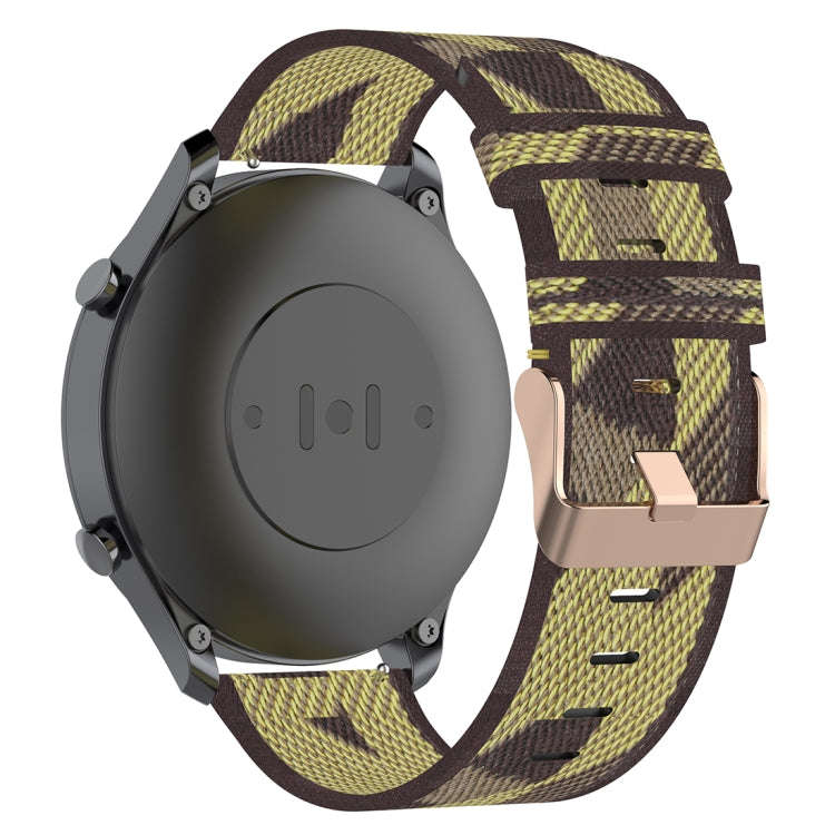 22mm Stripe Weave Nylon Wrist Strap Watch Band for Xiaomi Mi Watch Color, Garmin Vivoactive 4(Yel...