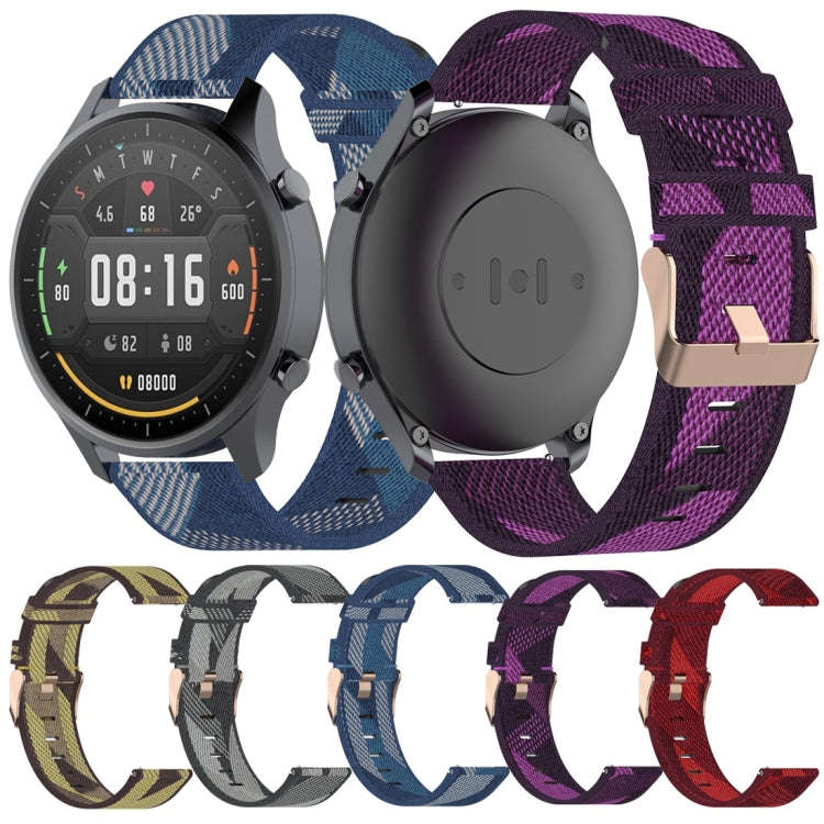 22mm Stripe Weave Nylon Wrist Strap Watch Band for Xiaomi Mi Watch Color, Garmin Vivoactive 4(Pur...