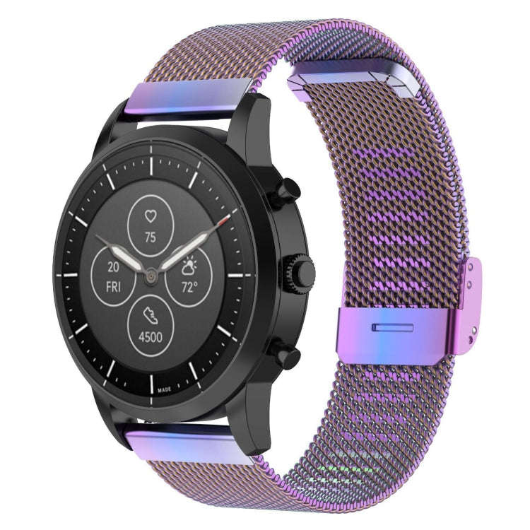 22mm Metal Mesh Wrist Strap Watch Band for Fossil Hybrid Smartwatch HR, Male Gen 4 Explorist HR, ...