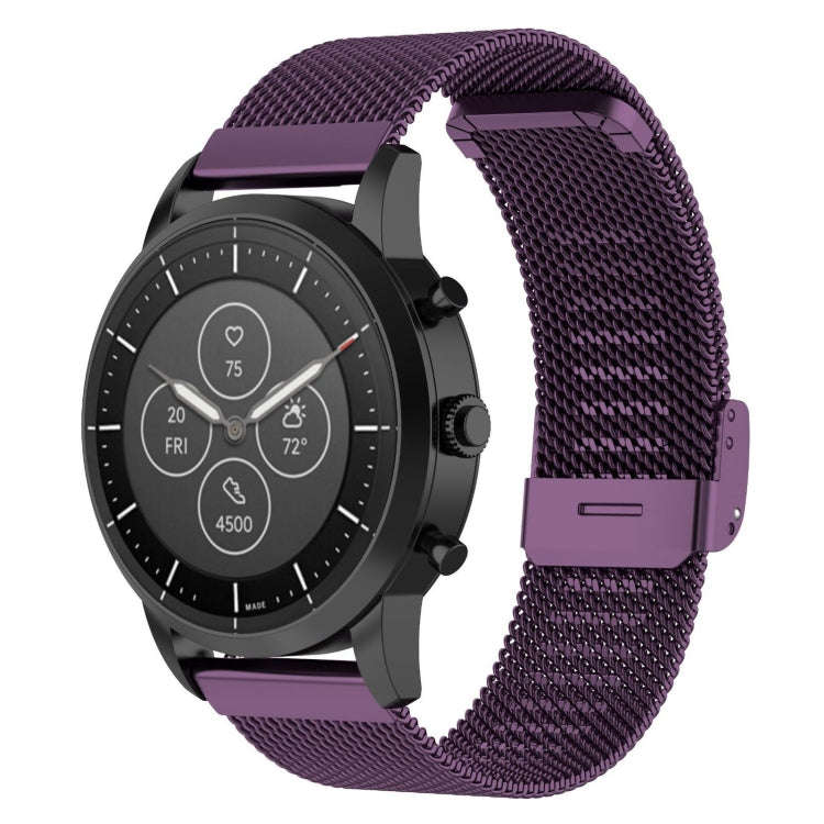 22mm Metal Mesh Wrist Strap Watch Band for Fossil Hybrid Smartwatch HR, Male Gen 4 Explorist HR, ...