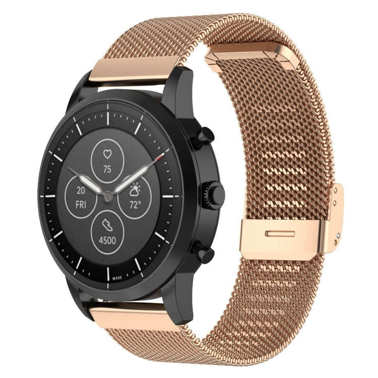 22mm Metal Mesh Wrist Strap Watch Band for Fossil Hybrid Smartwatch HR, Male Gen 4 Explorist HR, ...