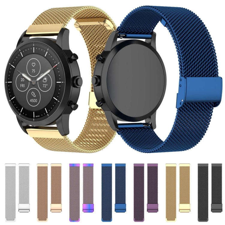 22mm Metal Mesh Wrist Strap Watch Band for Fossil Hybrid Smartwatch HR, Male Gen 4 Explorist HR, ...