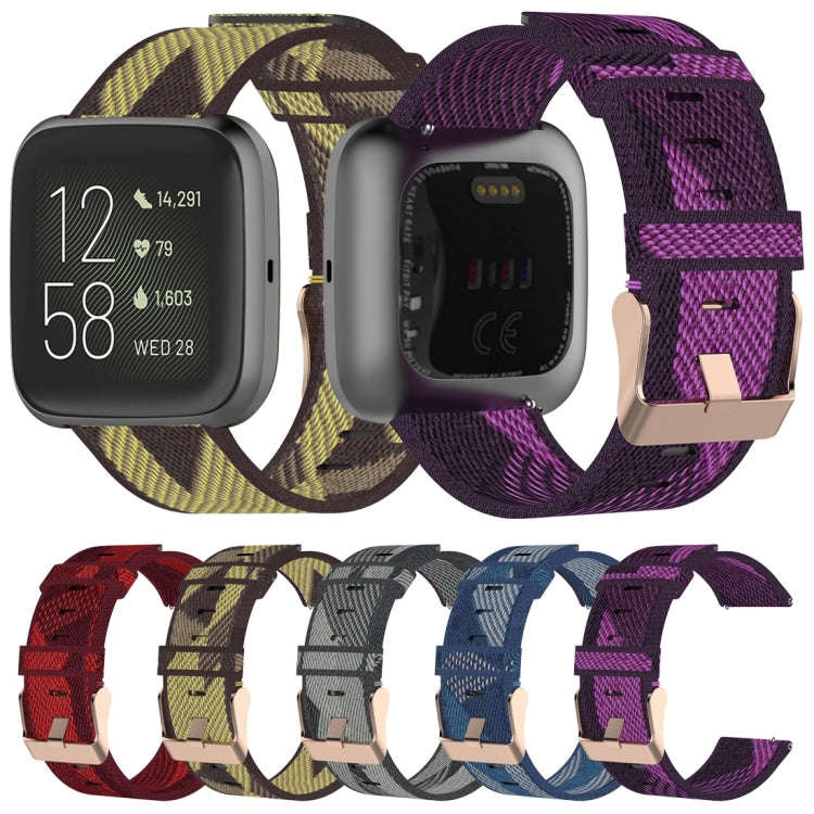 23mm Stripe Weave Nylon Wrist Strap Watch Band for Fitbit Versa 2, Fitbit Versa, Fitbit Versa Lit...