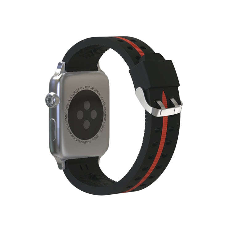 For Apple Watch Series 3 & 2 & 1 38mm Fashion Smiling Face Pattern Silicone Watch Band (Black+Red)