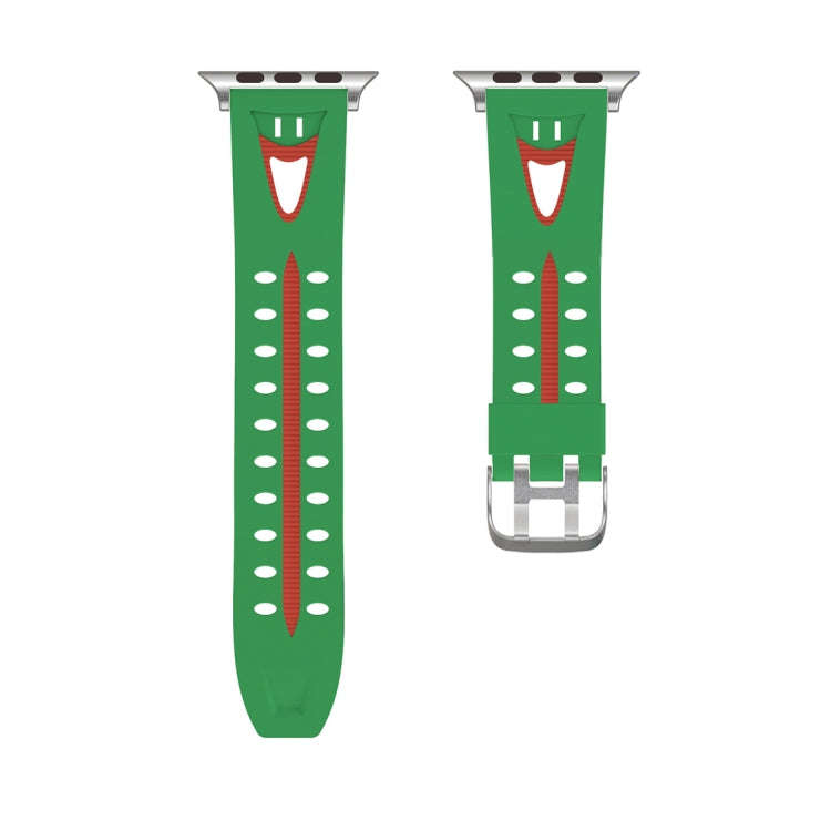 For Apple Watch Series 3 & 2 & 1 38mm Fashion Smiling Face Pattern Silicone Watch Band(Green)