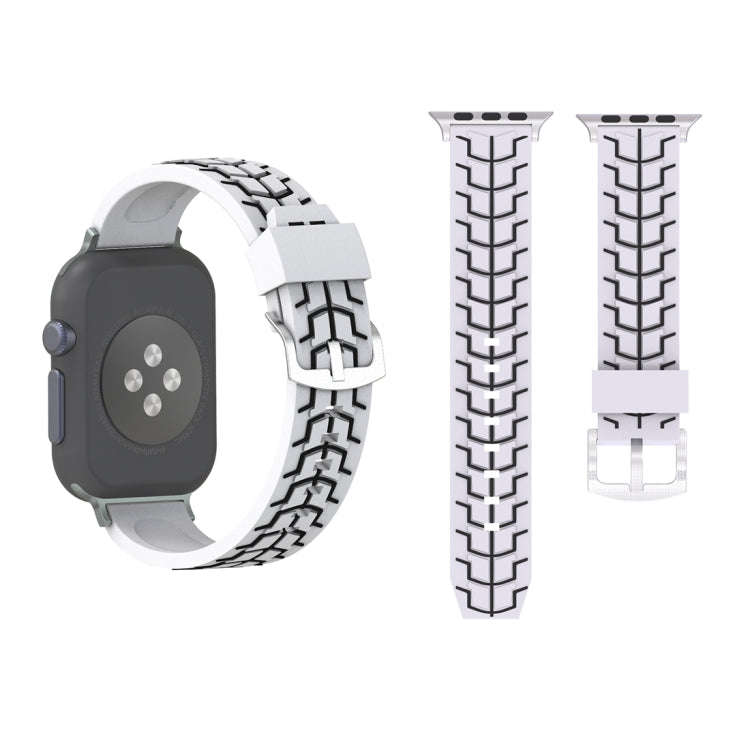 For Apple Watch Series 3 & 2 & 1 38mm Fashion Fishbone Pattern Silicone Watch Band(White)