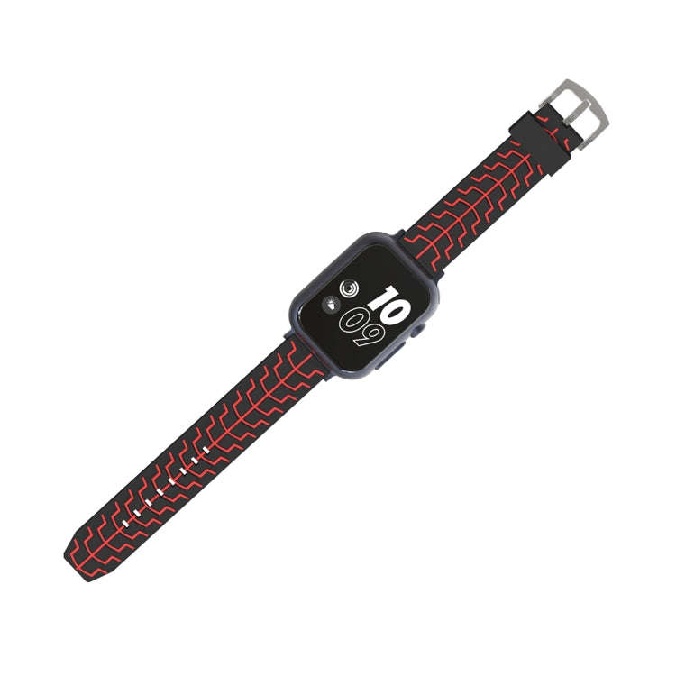For Apple Watch Series 3 & 2 & 1 38mm Fashion Fishbone Pattern Silicone Watch Band (Black+Red)