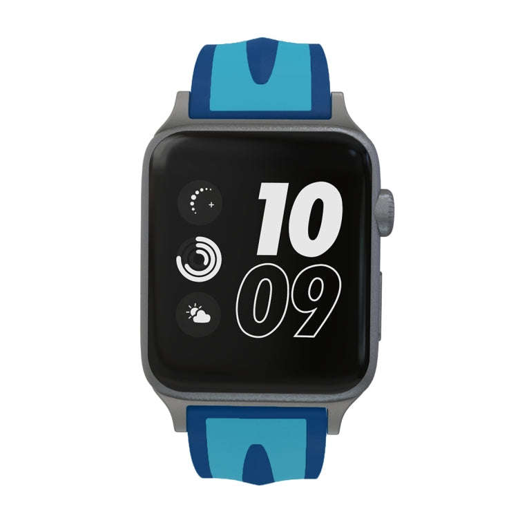 For Apple Watch Series 3 & 2 & 1 38mm Fashion Double Stripes Pattern Silicone Watch Band(Blue)
