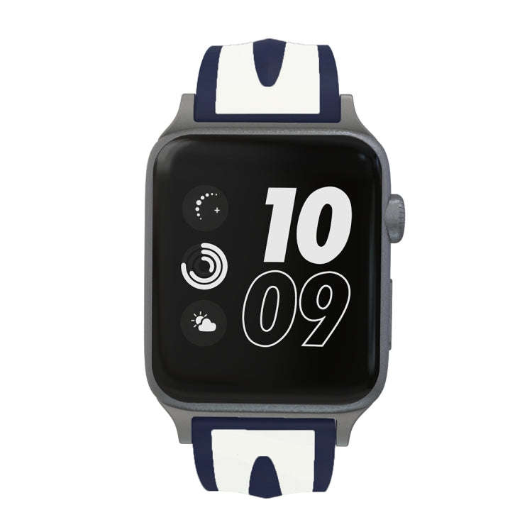 For Apple Watch Series 3 & 2 & 1 38mm Fashion Double Stripes Pattern Silicone Watch Band (Black+W...