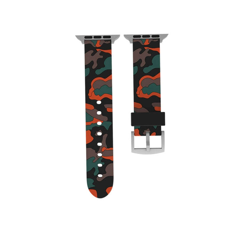 For Apple Watch Series 3 & 2 & 1 38mm Fashion Camouflage Pattern Silicone Watch Band(Red)