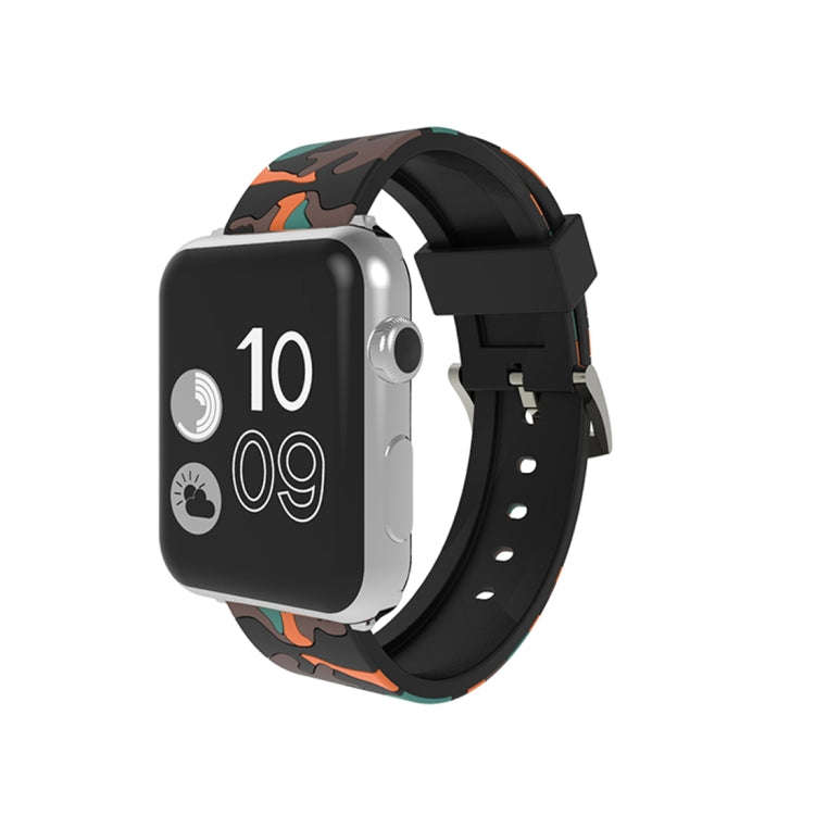 For Apple Watch Series 3 & 2 & 1 38mm Fashion Camouflage Pattern Silicone Watch Band(Red)