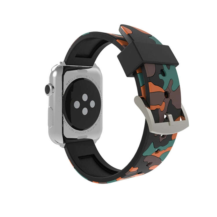 For Apple Watch Series 3 & 2 & 1 38mm Fashion Camouflage Pattern Silicone Watch Band(Red)