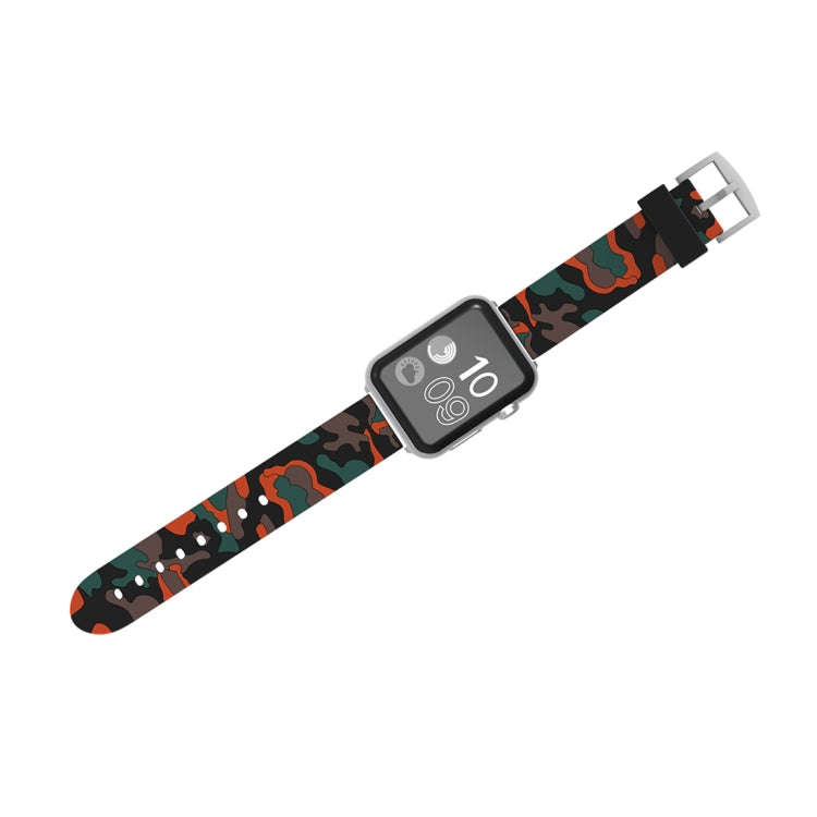 For Apple Watch Series 3 & 2 & 1 38mm Fashion Camouflage Pattern Silicone Watch Band(Red)