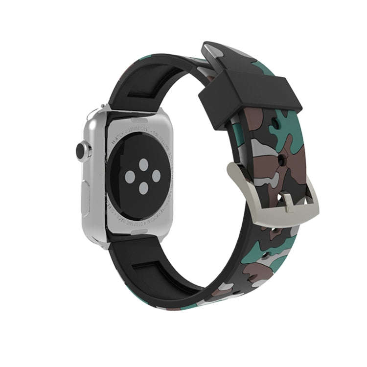 For Apple Watch Series 3 & 2 & 1 38mm Fashion Camouflage Pattern Silicone Watch Band(White)