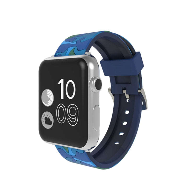 For Apple Watch Series 3 & 2 & 1 38mm Fashion Camouflage Pattern Silicone Watch Band(Blue)