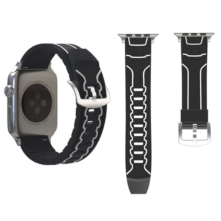 For Apple Watch Series 3 & 2 & 1 38mm Fashion Electrocardiogram Pattern Silicone Watch Band (Blac...