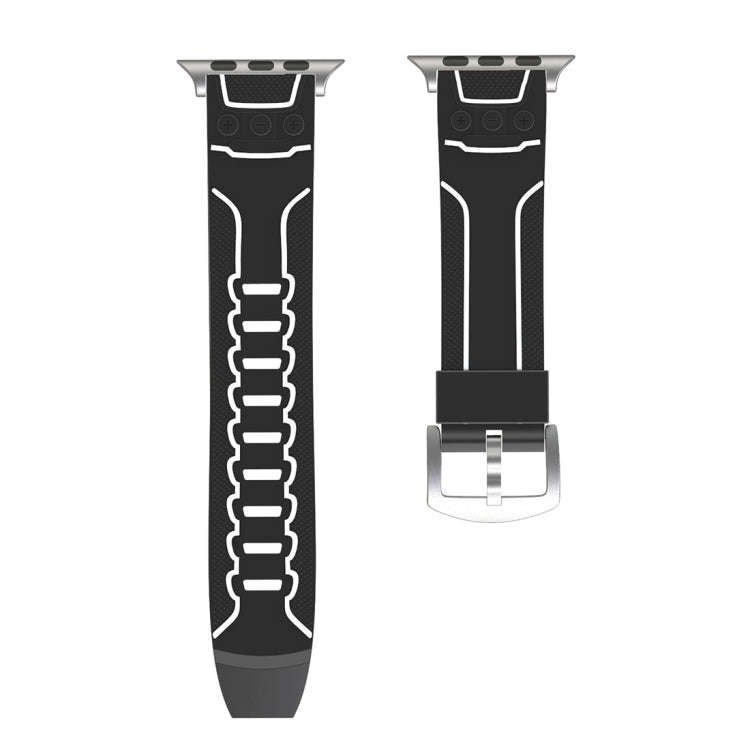 For Apple Watch Series 3 & 2 & 1 38mm Fashion Electrocardiogram Pattern Silicone Watch Band (Blac...