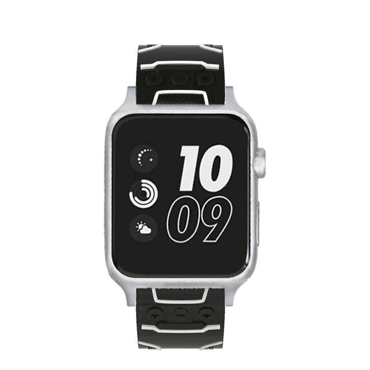 For Apple Watch Series 3 & 2 & 1 38mm Fashion Electrocardiogram Pattern Silicone Watch Band (Blac...
