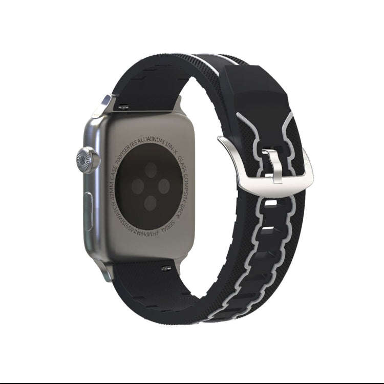 For Apple Watch Series 3 & 2 & 1 38mm Fashion Electrocardiogram Pattern Silicone Watch Band (Blac...