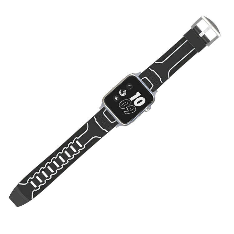 For Apple Watch Series 3 & 2 & 1 38mm Fashion Electrocardiogram Pattern Silicone Watch Band (Blac...
