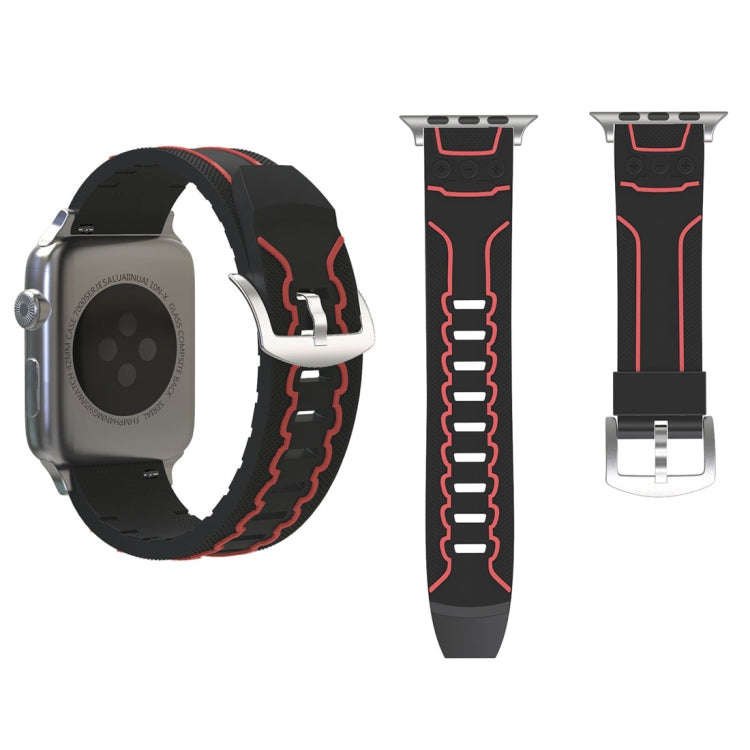For Apple Watch Series 3 & 2 & 1 38mm Fashion Electrocardiogram Pattern Silicone Watch Band (Blac...